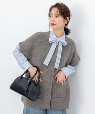 組曲 S 【加藤ローサさん着用】コットンタッチシャーティングボウタイ付き シャツ ブルー系1