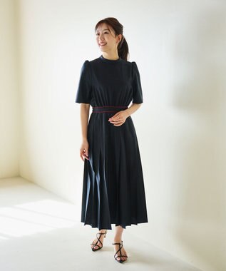 #Newans 〈花乃まりあさんコラボ〉ワイドプリーツワンピース ネイビー