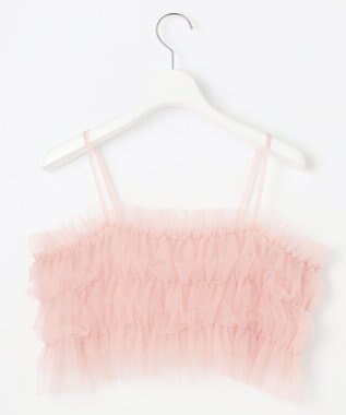 Feroux 【洗える】チュールキャミレイヤード カットソー ワンピース ブラック系