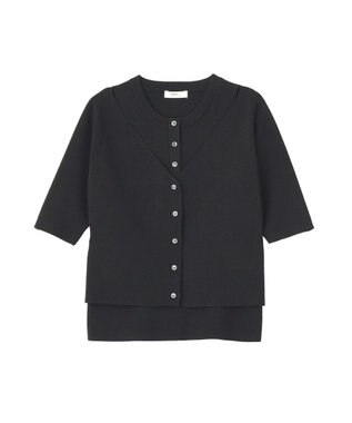 earth music&ecology フェイクレイヤードアメスリプルオーバー Black