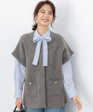 組曲 S 【加藤ローサさん着用】コットンタッチシャーティングボウタイ付き シャツ ブルー系1