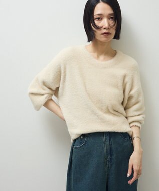 Green Parks シャギークルーネックニットプルオーバー Ecru