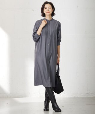 J.PRESS LADIES S 【洗える】50/2 T/Rウォッシャブルギャバ ワンピース ライトグレー系