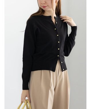 Te chichi メタルスクエア釦クルーネックカーディガン