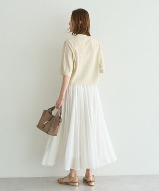 YECCA VECCA ストライプメッシュニットカーディガン Ivory