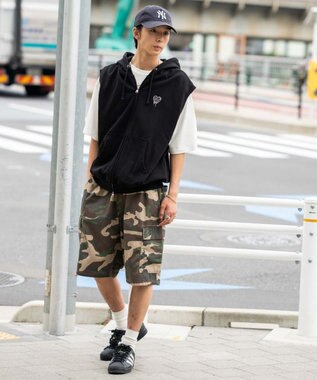 WEGO 【ユニセックス着用ITEM/MLサイズ展開】ワンポイントノースリジップパーカー ブラック