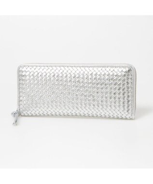 UNBILLION ペルケ perche / レザーメッシュ・ジャバラカード長財布 シルバー
