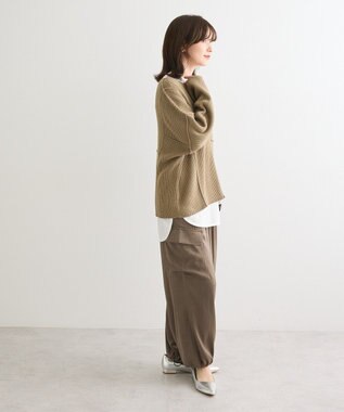 Green Parks リブ切替Ｖネックニットプルオーバー Khaki