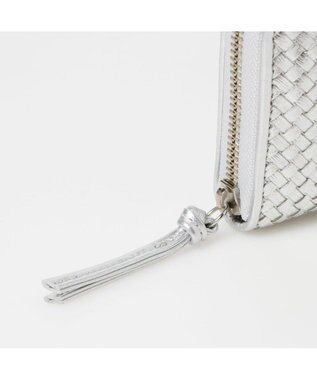 UNBILLION ペルケ perche / レザーメッシュ・ジャバラカード長財布 シルバー