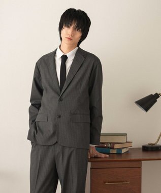 WEGO 【フォーマル/セットアップ対応】シングルテーラードジャケット グレーストライプ
