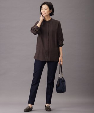 J.PRESS LADIES L 【洗える】Pe/Vis サイロチェック ブラウス ネイビー系3