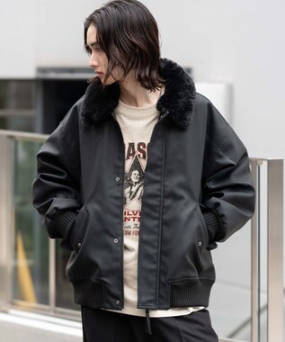 WEGO 【ユニセックス着用ITEM/MLサイズ展開】PU2WAYフライトブルゾン ブラック