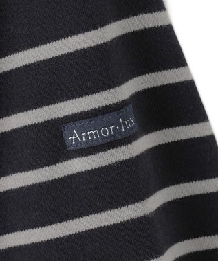 23区 L 【洗える】Armor-lux クロップドボーダー カットソー ブラック×モカ
