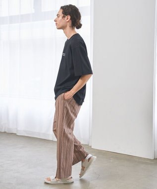 J.PRESS YORK STREET 【UNISEX】コットンリネンイージーストライプ パンツ ブラウン系3