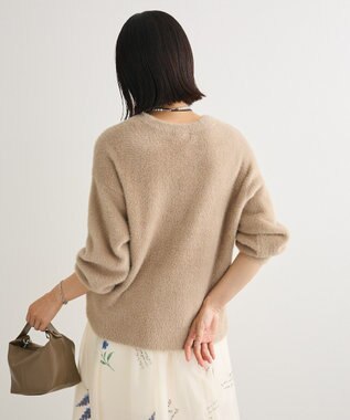 Green Parks シャギークルーネックニットプルオーバー Gray Beige