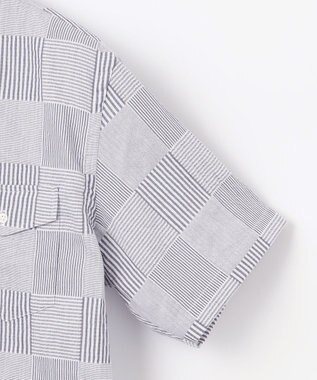 J.PRESS MEN 【クールマックス】サッカーパッチワーク シャツ ネイビー系9