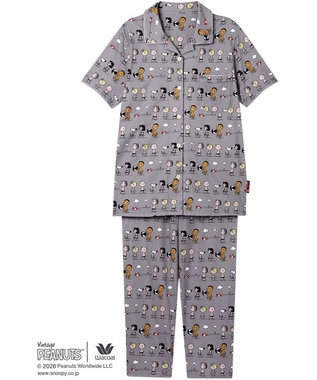 WACOAL PEANUTS パジャマ 5分袖 半袖 8分丈 綿100%(本体) スヌーピー レディース FDT167 /ワコール