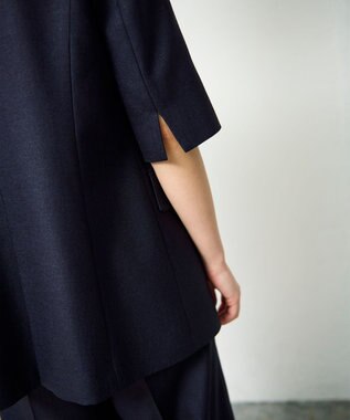 GRACE CONTINENTAL リネンタッチハーフスリーブジャケット ネイビー