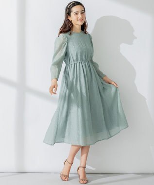 組曲 シャーリングライクシフォン ワンピース グリーン系