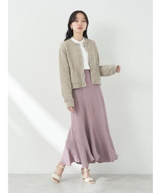 earth music&ecology 透かし柄ポケットカーディガン Beige