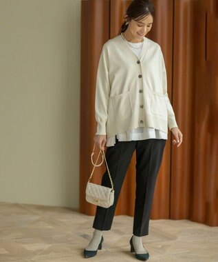 組曲 ストレッチ天竺ティアード ロングＴシャツ アイボリー系