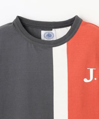 J.PRESS KIDS 【100-130cm】50/2 トリコストライプ 切替Tシャツ オレンジ系