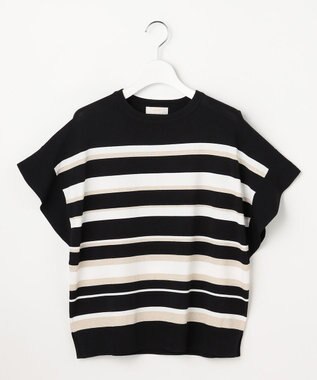 ANY SIS 【アイスタッチ】フレンチスリーブ ニット ブラックベース×ゴールドラメ