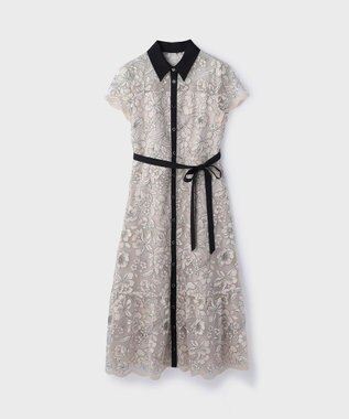 GRACE CONTINENTAL チュールフラワー刺繍ワンピース ベージュ