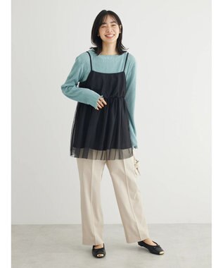 Green Parks きれいシルエットパンツ（ワイドストレート） Beige