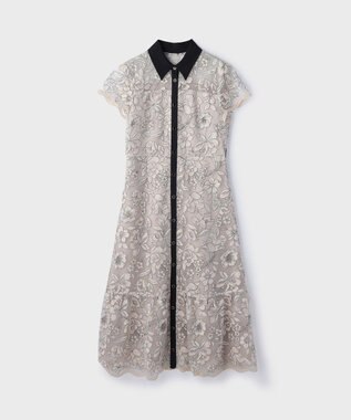 GRACE CONTINENTAL チュールフラワー刺繍ワンピース ベージュ