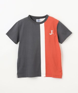J.PRESS KIDS 【100-130cm】50/2 トリコストライプ 切替Tシャツ オレンジ系