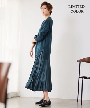 ICB 【洗える】コンパクトウール Vネックプルオーバー ダルブルー系［WEB限定］