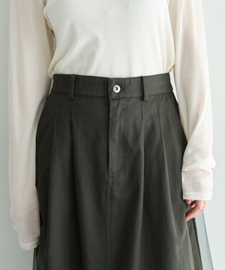 YECCA VECCA 異素材MIXロングスカート Khaki