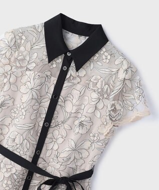 GRACE CONTINENTAL チュールフラワー刺繍ワンピース ベージュ