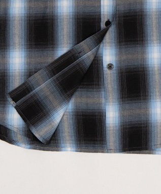 WEGO フードチェックシャツ サックス