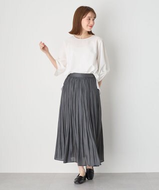 ANY 【ウエストゴム】シャイニーギャザースカート チャコール