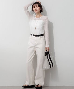 23区 L 【SLOW/一部店舗限定】リンクルレース シアー カットソー ホワイト系