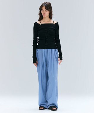 BEIGE， 【洗える・BAILA 10月号掲載】MARINO / 2WAYリブコンパクトカーディガン Black