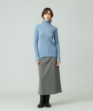 J.PRESS YORK STREET 【WOMEN】ANTI PILLING WOOL リブタートルニット サックスブルー系