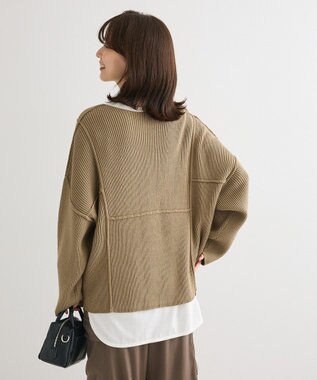 Green Parks リブ切替Ｖネックニットプルオーバー Khaki