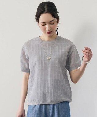 自由区 L 【ワコールコラボ・2点SET】シアーチェックニット プルオーバー