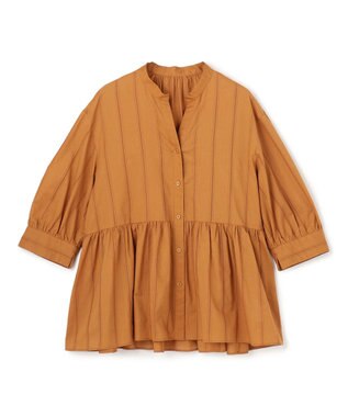 UNFILO ペプラム ギャザーブラウス キャメル
