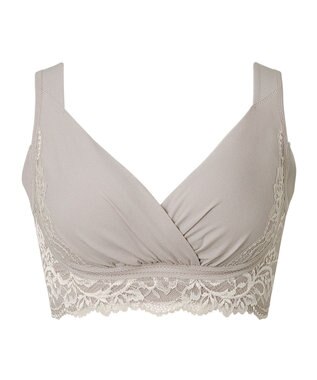 BRADELIS New York 【BRADELIS NewYork peace】綿混キャッチャーカップレースブラ25  ノンワイヤー 補正下着 補整 谷間メイク グレージュ