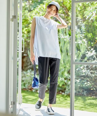 UNFILO 冷感UVケアノースリカットソー スカイブルー系