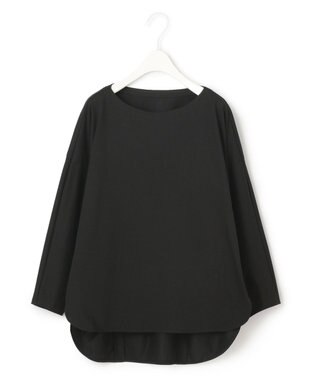 ICB 【洗える】タイプライタージャージー 8分袖ドルマンスリーブカットソー ブラック系