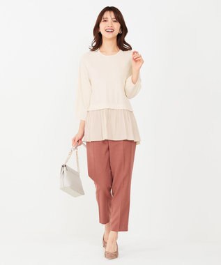 ANY SIS 【洗える】ファブリックコンビ ニット アイボリー