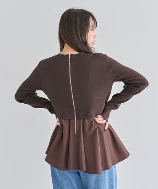 Green Parks ・ＥＬＥＮＣＡＲＥ　ＤＵＥ　ハイブリットハイネックニット Brown