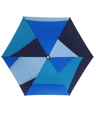 +RING 【限定/日本製】レディース向け パッチワーク プラスリング 折傘50cm BLU SR318 青