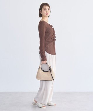 earth music&ecology シアーワッフルタックボタントップス ブラウン