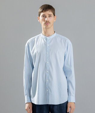 JOSEPH HOMME 【LEON 掲載】リネンストレッチブロード　バンドカラーシャツ スカイブルー系